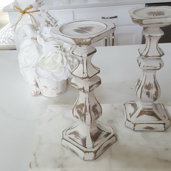 NEW! DISTRESSED Boho FARMHOUSE Candle HOLDERS - Picture 3 of 4
